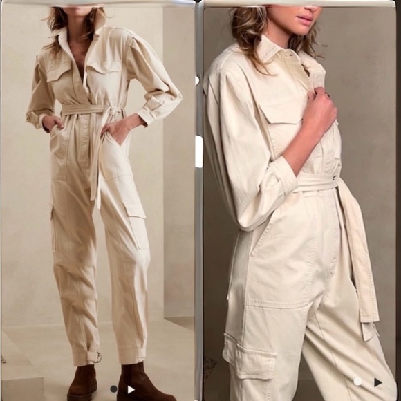 NWOT Banana Republic Andi Moleskin Flight Jumpsuit In Color Cream - Picture 1 of 12